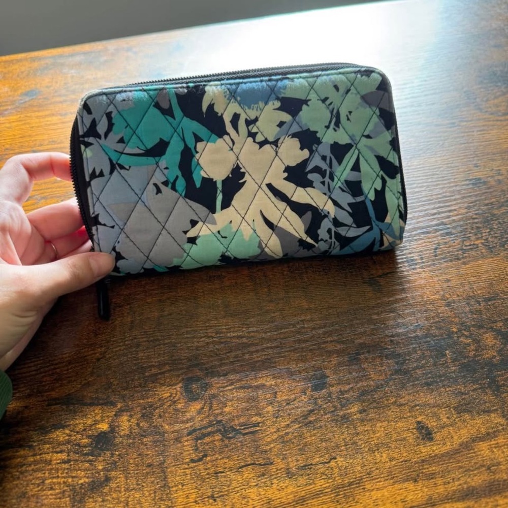 Vera Bradley Quilted Floral Wallet - Blue and Green